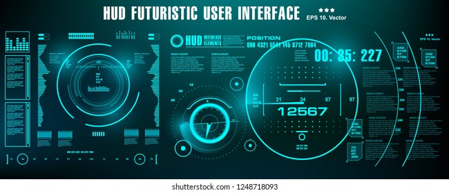 Sci-fi futuristic hud dashboard display virtual reality technology screen, target