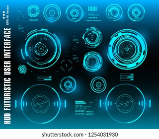Sci-fi futuristic hud dashboard display virtual reality technology screen, target