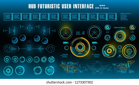 Sci-fi futuristic hud dashboard display virtual reality technology screen, target