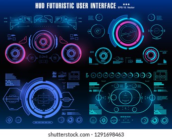 Sci-fi futuristic hud dashboard display virtual reality technology screen, target