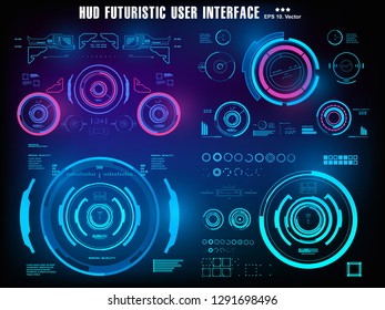 Sci-fi futuristic hud dashboard display virtual reality technology screen, target