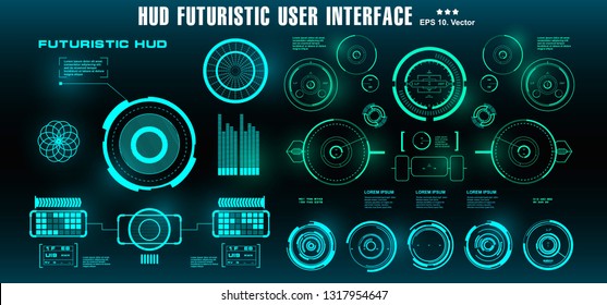 Sci-fi futuristic hud dashboard display virtual reality technology screen, target