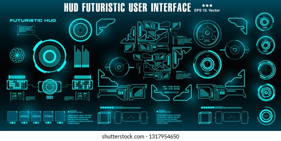 Sci-fi futuristic hud dashboard display virtual reality technology screen, target