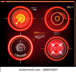 Sci-fi futuristic hud dashboard display virtual reality technology screen. GUI elements for VR, UI design. Futuristic User Interface set. Statistics, data information infographic