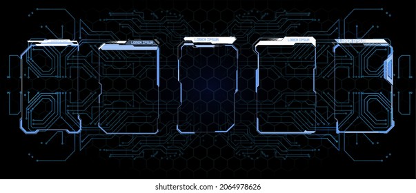Sci-fi futuristic hud dashboard display virtual reality technology screen. Big collection HUD, GUI elements for VR, UI Circle Abstract digital technology UIUX Futuristic HUD, FUI, 