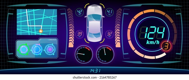 Sci-fi futuristic HUD dashboard display virtual reality technology screen. Abstract digital technology UI-UX Futuristic HUD, FUI, Virtual Interface. 