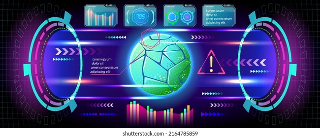 Sci-fi futuristic HUD dashboard display virtual reality technology screen. Abstract digital technology UI-UX Futuristic HUD, FUI, Virtual Interface. 
