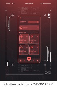 Sci-fi futuristic hud dashboard display virtual reality technology screen. Game ui screen, Abstract digital technology UI, UX Futuristic HUD, FUI, Virtual Interface.