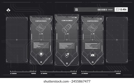 Sci-fi futuristic hud dashboard display virtual reality technology screen. Game ui screen, Abstract digital technology UI, UX Futuristic HUD, FUI, Virtual Interface.