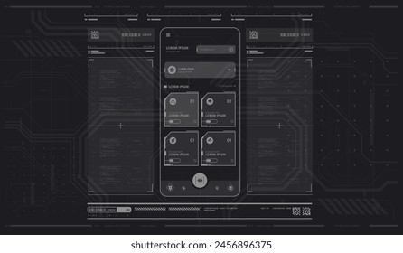 Sci-fi futuristic hud dashboard display virtual reality technology screen. Game ui screen, Abstract digital technology UI, UX Futuristic HUD, FUI, Virtual Interface.