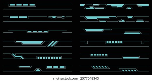 Sci-fi futuristic HUD dashboard display virtual reality technology screen. User Interface set. Statistics, Data information infographic. Vector graphic