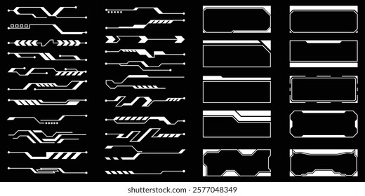 Sci-fi futuristic HUD dashboard display virtual reality technology screen. User Interface set. Statistics, Data information infographic. Vector graphic