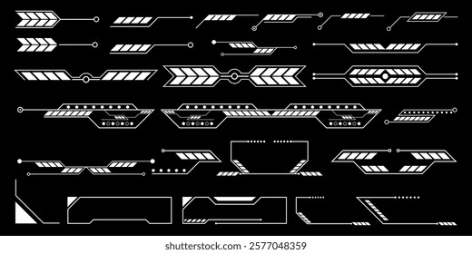 Sci-fi futuristic HUD dashboard display virtual reality technology screen. User Interface set. Statistics, Data information infographic. Vector graphic