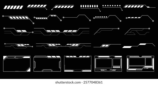 Sci-fi futuristic HUD dashboard display virtual reality technology screen. User Interface set. Statistics, Data information infographic. Vector graphic