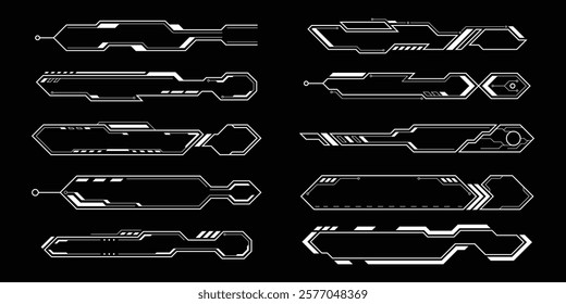 Sci-fi futuristic HUD dashboard display virtual reality technology screen. User Interface set. Statistics, Data information infographic. Vector graphic