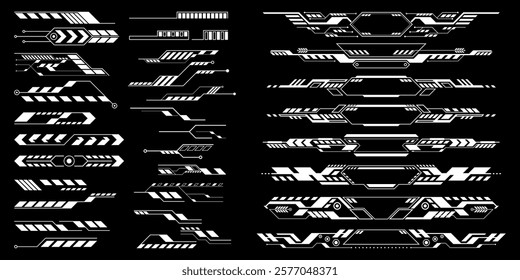 Sci-fi futuristic HUD dashboard display virtual reality technology screen. User Interface set. Statistics, Data information infographic. Vector graphic