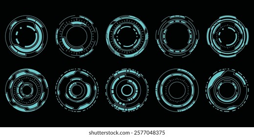 Sci-fi futuristic HUD dashboard display virtual reality technology screen. User Interface set. Statistics, Data information infographic. Vector graphic