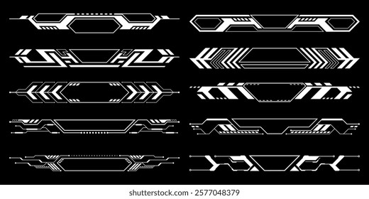 Sci-fi futuristic HUD dashboard display virtual reality technology screen. User Interface set. Statistics, Data information infographic. Vector graphic