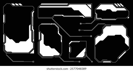 Sci-fi futuristic HUD dashboard display virtual reality technology screen. User Interface set. Statistics, Data information infographic. Vector graphic