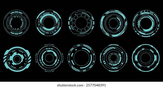 Sci-fi futuristic HUD dashboard display virtual reality technology screen. User Interface set. Statistics, Data information infographic. Vector graphic