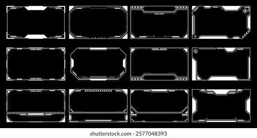 Sci-fi futuristic HUD dashboard display virtual reality technology screen. User Interface set. Statistics, Data information infographic. Vector graphic