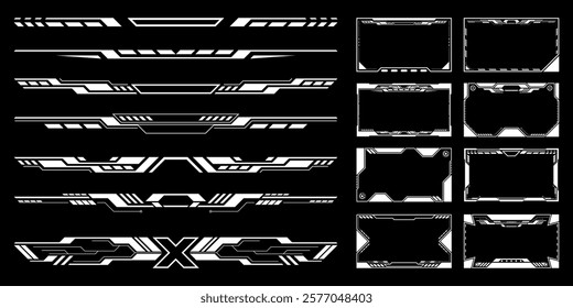 Sci-fi futuristic HUD dashboard display virtual reality technology screen. User Interface set. Statistics, Data information infographic. Vector graphic