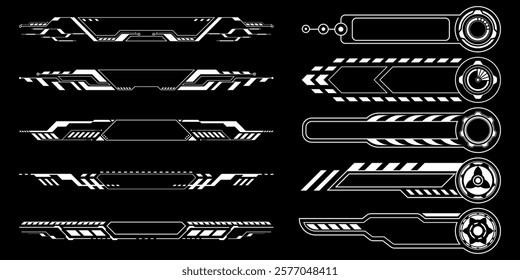 Sci-fi futuristic HUD dashboard display virtual reality technology screen. User Interface set. Statistics, Data information infographic. Vector graphic