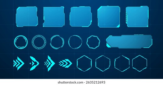 Sci-fi futuristic HUD dashboard display virtual reality technology screen. Statistics, data, information, infographic. Vector