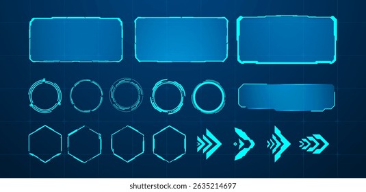 Sci-fi futuristic HUD dashboard display virtual reality technology screen. Statistics, data, information, infographic. Vector