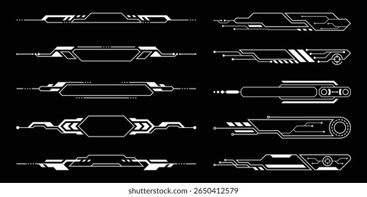 O painel de controle de HUD futurista de ficção científica exibe a tela de tecnologia de realidade virtual. Interface do usuário definida. Estatísticas, Informação de dados infográfico. Gráfico vetorial