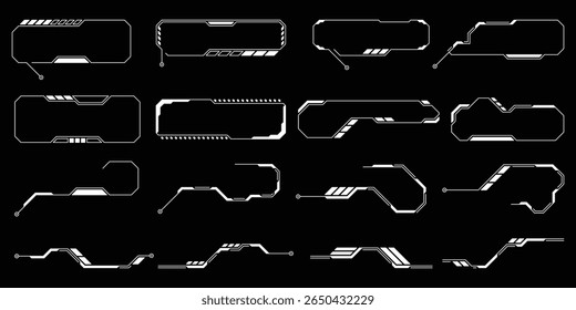 Sci-fi futuristic HUD dashboard display virtual reality technology screen. User Interface set. Statistics, Data information infographic. Vector graphic