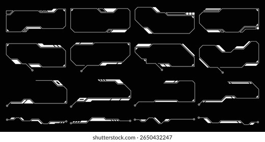 Sci-fi futuristic HUD dashboard display virtual reality technology screen. User Interface set. Statistics, Data information infographic. Vector graphic