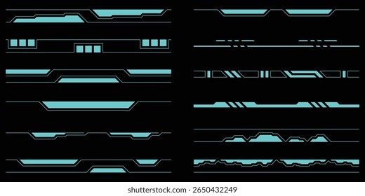 Sci-fi futuristic HUD dashboard display virtual reality technology screen. User Interface set. Statistics, Data information infographic. Vector graphic