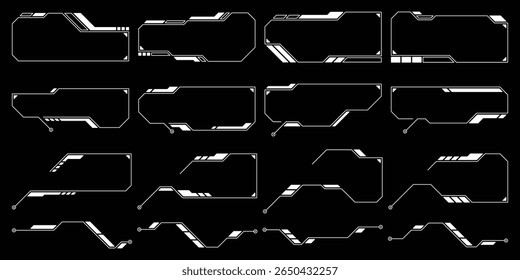 Sci-fi futuristic HUD dashboard display virtual reality technology screen. User Interface set. Statistics, Data information infographic. Vector graphic