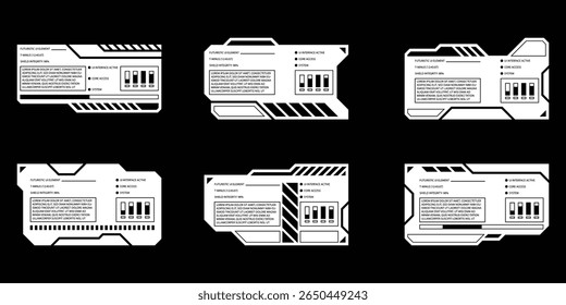 Sci-fi futuristic HUD dashboard display virtual reality technology screen. User Interface set. Statistics, Data information infographic. Vector graphic
