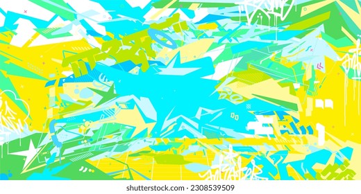 Sci-fi Futuristic Metaverse Cyber Colorful Abstract Urban Street Art Graffiti Style Vector Illustration Template Background