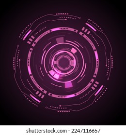 Sci-fi futuristic user interface. Neon light on a black background.