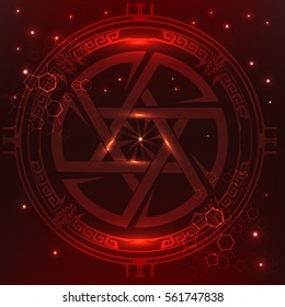 Sci-fi futuristic user interface. Star of David Sci Fi Vector illustration.