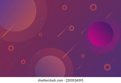 Sci-fi Galaxy Background With Planet And Meteor Shower. Colorful Abstract Geometrical Space Galaxy Purple Orange Gradient Background With Meteor Shower. Design For Cover Book Poster Texture Website.