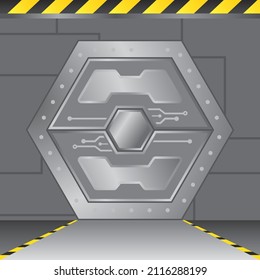 scifi gate door vector illustration concept design template web