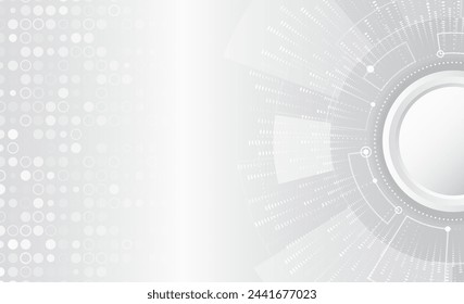 Sci-fi gray background with various technology elements. Science concept, circles and lines. Abstract hi tech communication for presentation or banner.