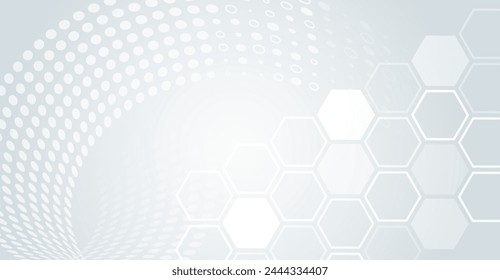 Sci-fi gray background with various technology elements. Science concept, circles with hexagons. Abstract hi tech communication for presentation or banner.