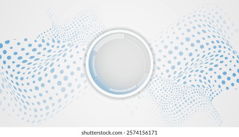 Sci-fi gray background with various technology elements. Science concept, circles with shadows and lines. Abstract hi tech communication for presentation or banner.