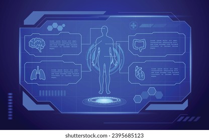 Sci-fi healthcare banner hologram futuristic interface, medical futuristic banner	
