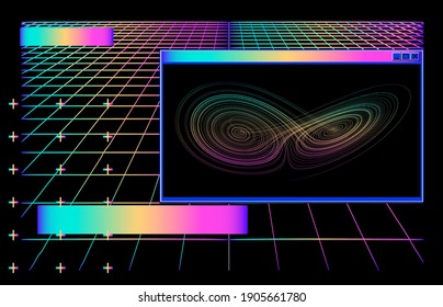 
Sci-fi HUD Board With Visualization Of 3D Graph  Lorenz System Of Ordinary Differential Equations.