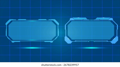 Colección de marco HUD de ciencia ficción con resplandor azul virtual