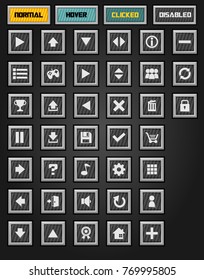 Sci-fi and industrial themed video game button pack
