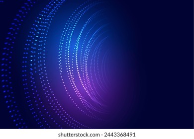 sci-fi inspired glowing particle techno background with digital funnel dots design vector