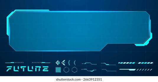 Tercio inferior de ciencia ficción o Vector azul de cuadro de texto editable