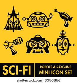 Sci-Fi Mini Icon Set - Robots and Rayguns 